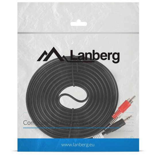 Cavo stereo Lanberg da 5 m con connettore maschio Jack da 3,5 mm a due connettori RCA maschio