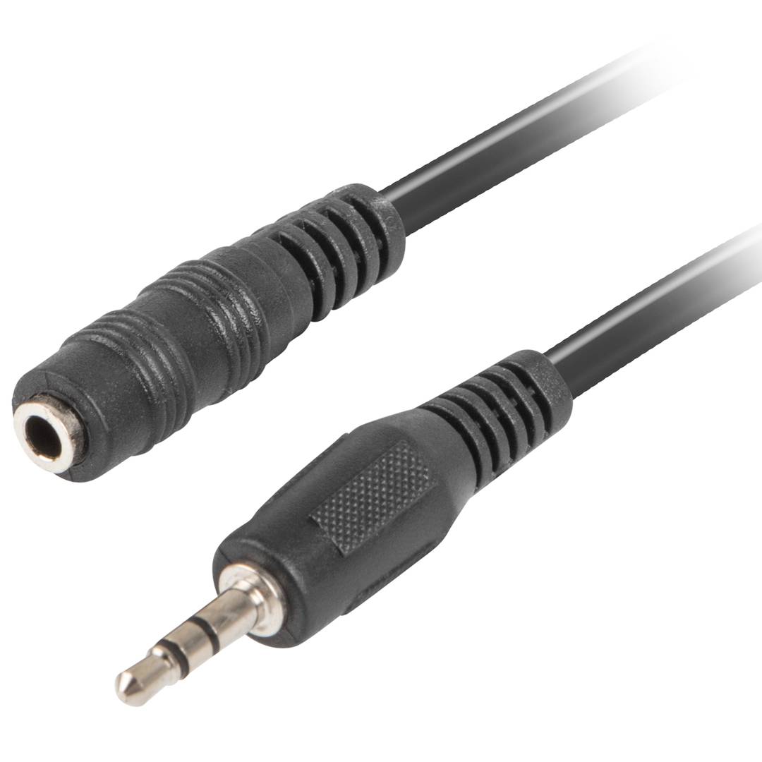 Câble stéréo Lanberg de 3 m avec un connecteur jack 3,5 mm mâle vers un connecteur jack 3,5 mm femelle