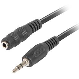 Cable estèreo de 3 m de Lanberg amb un connector mascle Jack 3.5 mm a connector femella Jack 3.5 mm