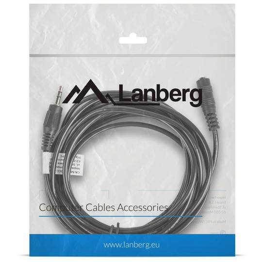Câble stéréo Lanberg de 3 m avec un connecteur jack 3,5 mm mâle vers un connecteur jack 3,5 mm femelle
