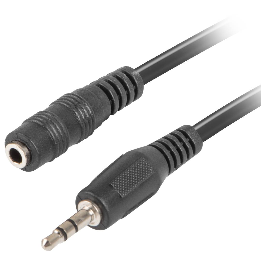 Lanberg 5 m stereokabel met een 3,5 mm jack male connector naar een 3,5 mm jack female connector