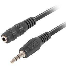 Cable estèreo de 5 m de Lanberg amb un connector mascle Jack 3.5 mm a connector femella Jack 3.5 mm