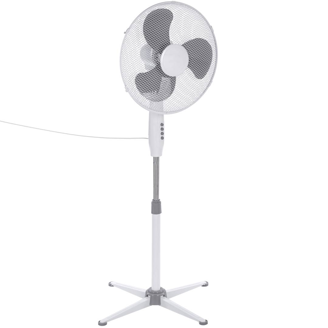 Oscillating standing fan, height adjustable, 3 speeds, 40 cm diameter, 45 W, white