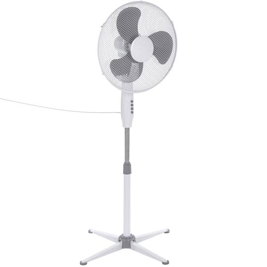 Oscillating standing fan, height adjustable, 3 speeds, 40 cm diameter, 45 W, white