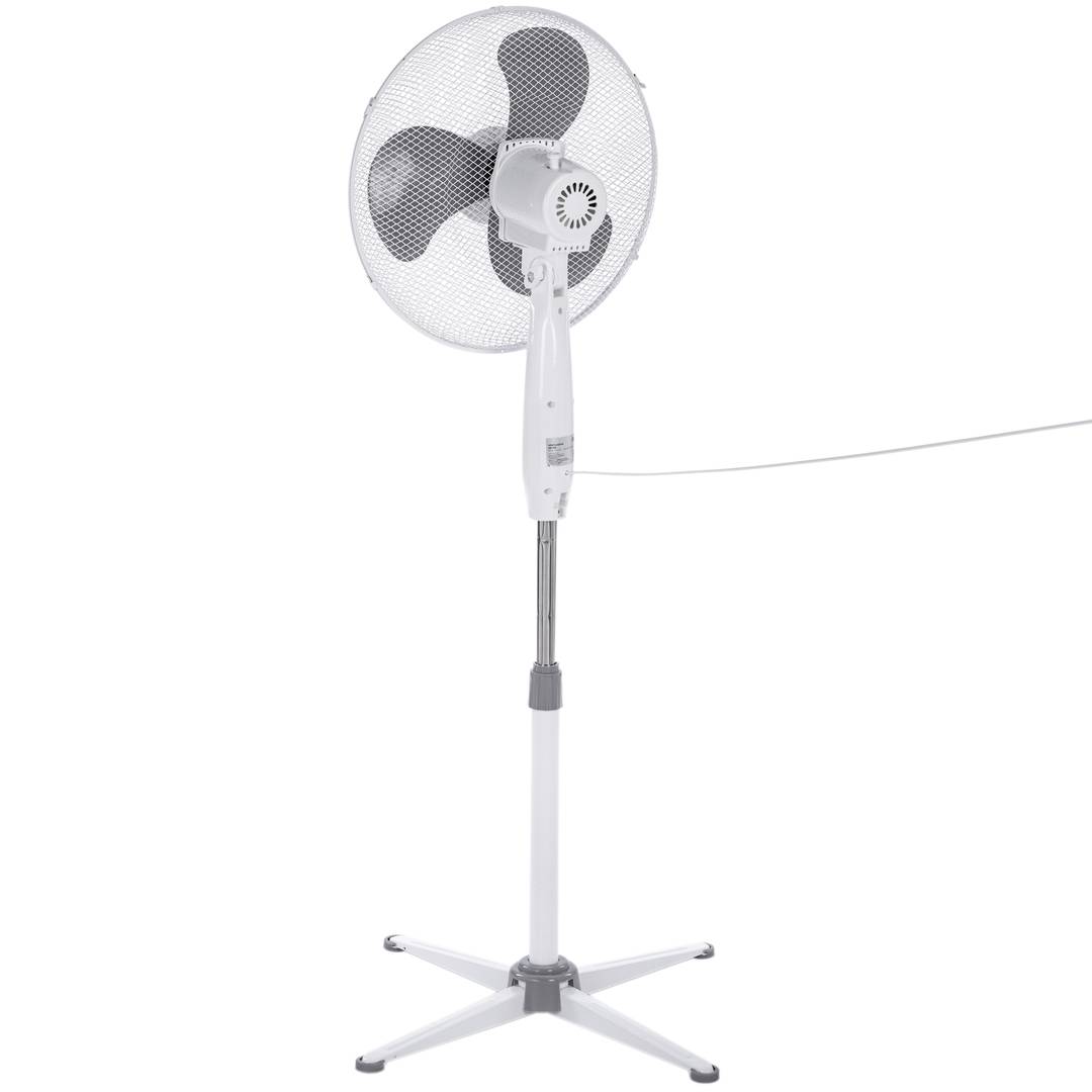 Oscillating standing fan, height adjustable, 3 speeds, 40 cm diameter, 45 W, white