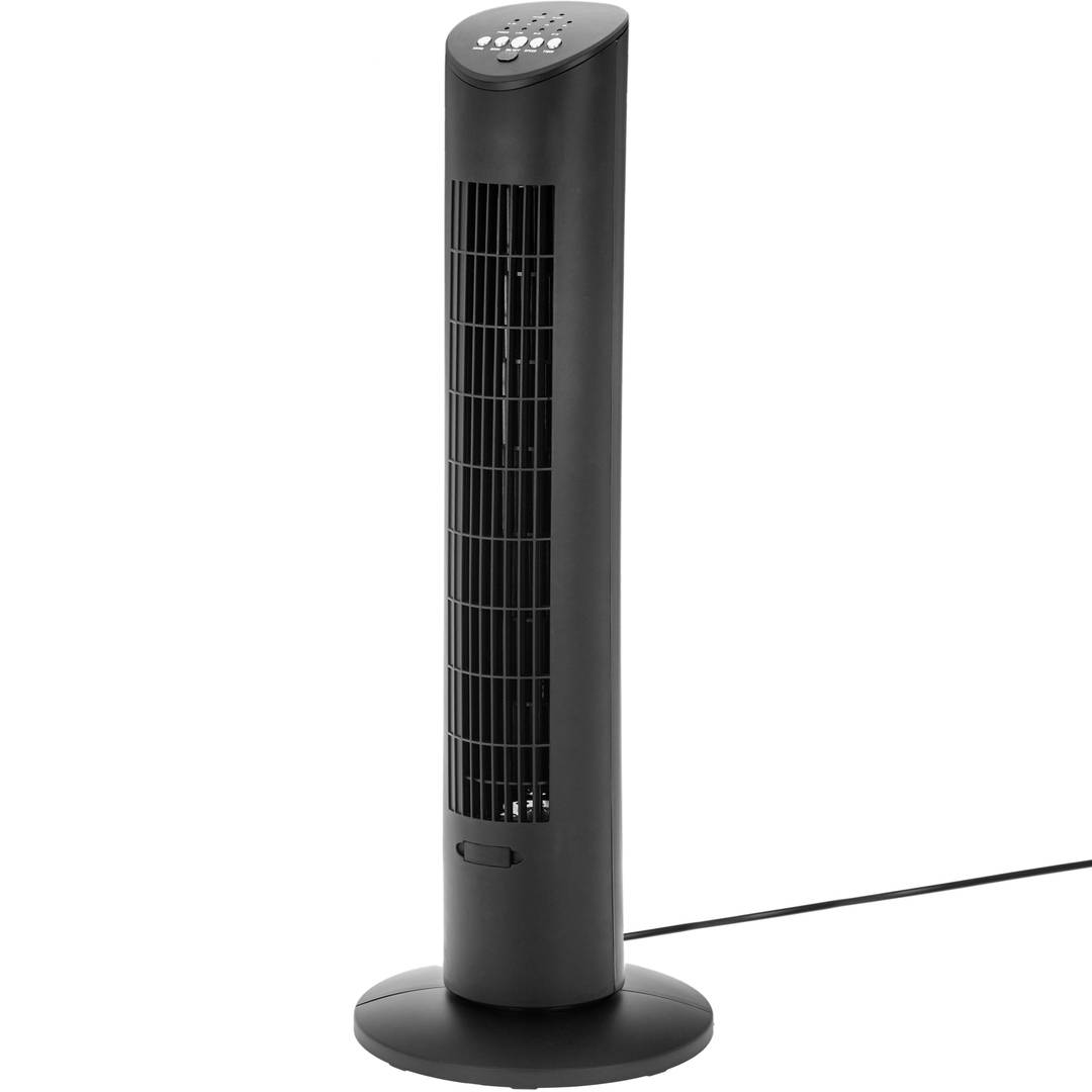 Ventilateur tour oscillant avec télécommande programmable 3 vitesses 78 cm 60W coloris noir