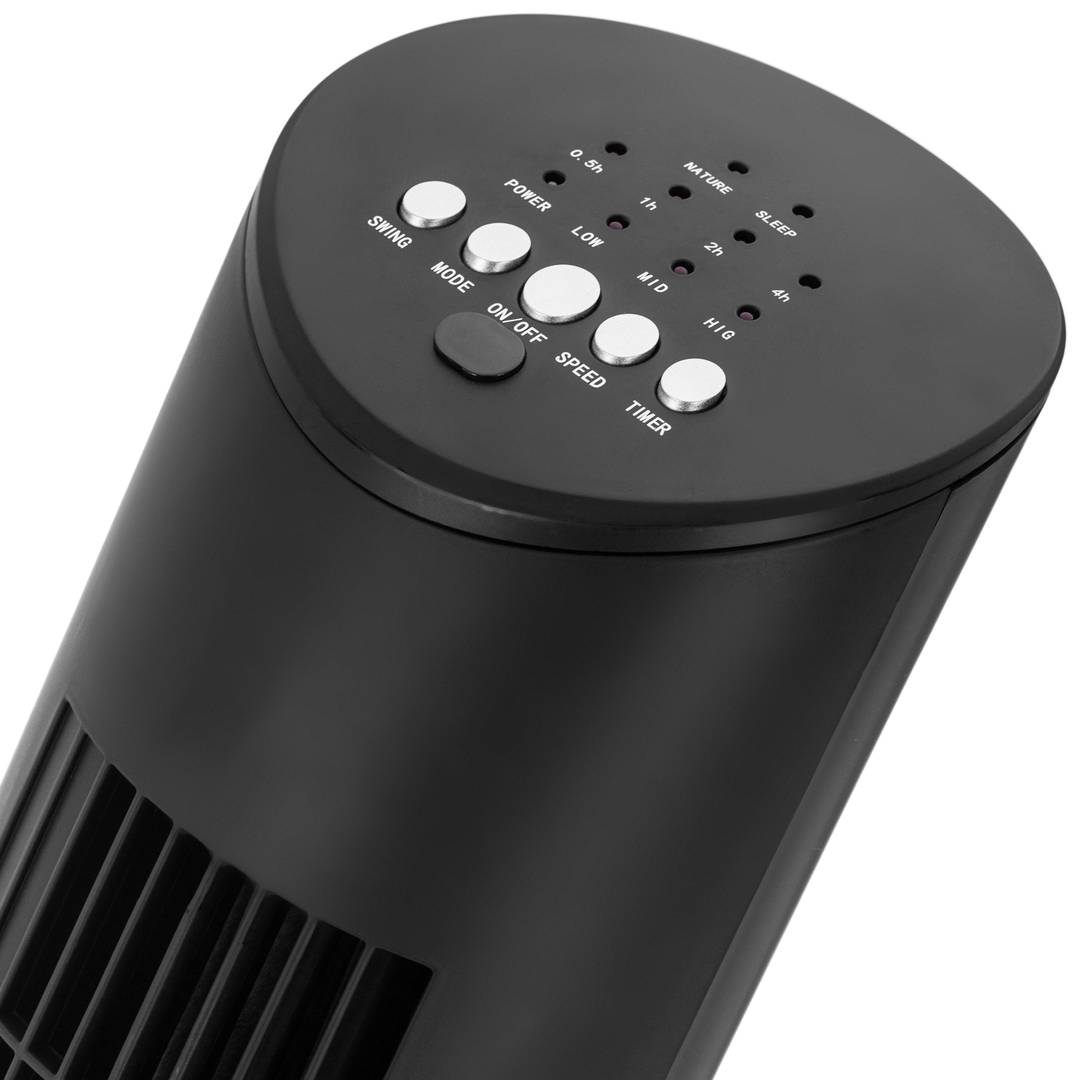 Ventilateur tour oscillant avec télécommande programmable 3 vitesses 78 cm 60W coloris noir