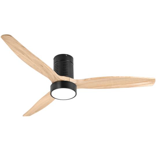 Ventilador de teto com pás claras e cor de madeira com controle remoto e Wi-Fi, modo verão/inverno, 6 velocidades programáveis 30W 132 cm