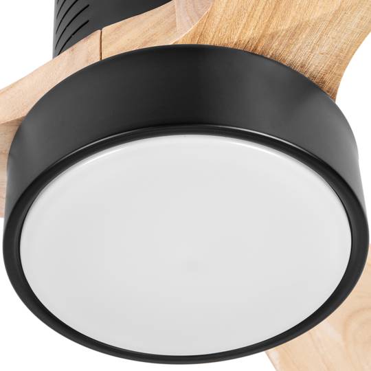 Ventilador de teto com pás claras e cor de madeira com controle remoto e Wi-Fi, modo verão/inverno, 6 velocidades programáveis 30W 132 cm