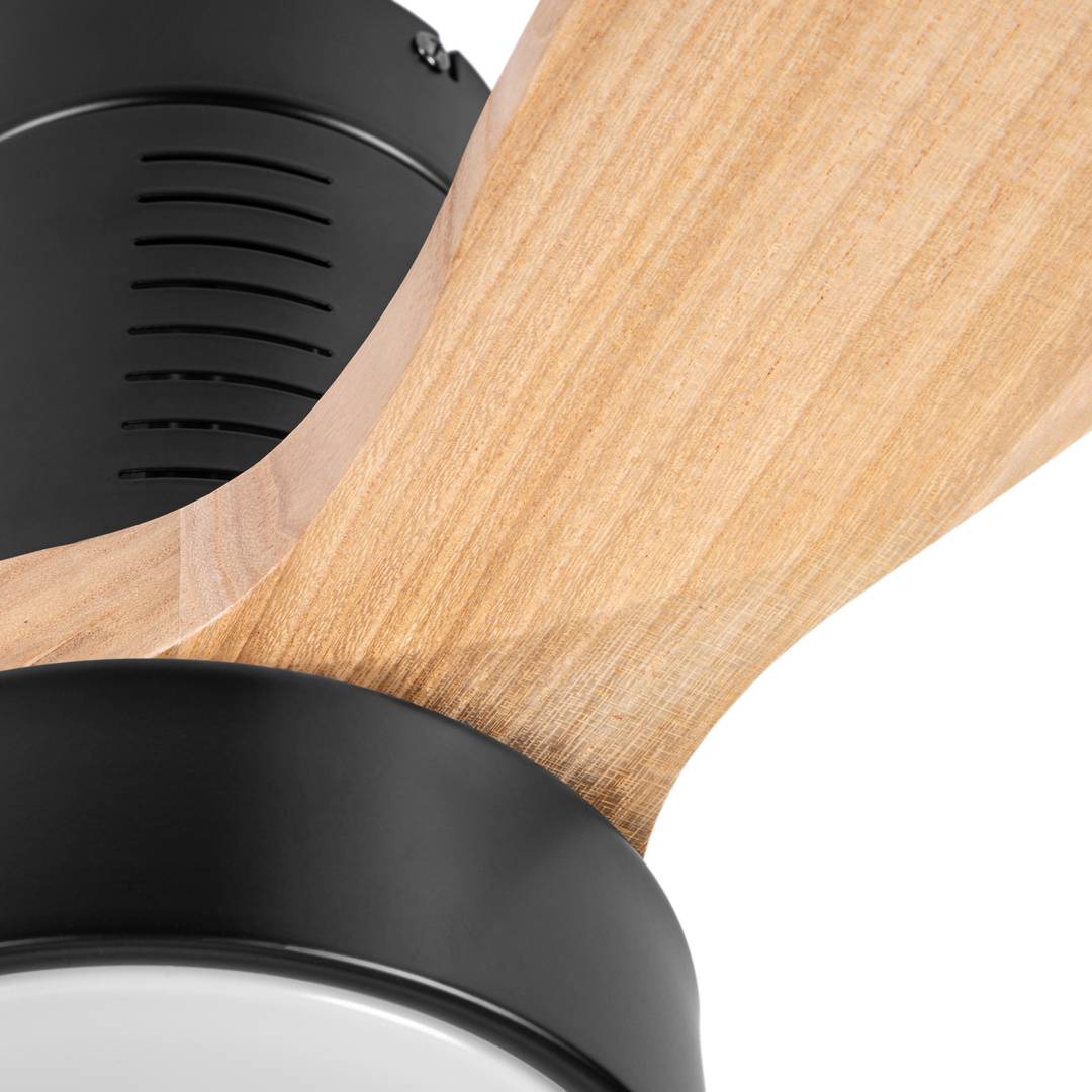 Ventilador de teto com pás claras e cor de madeira com controle remoto e Wi-Fi, modo verão/inverno, 6 velocidades programáveis 30W 132 cm