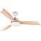 Ventilateur de plafond à pales claires et couleur bois avec commande, mode été/hiver, 6 vitesses programmables 20W 132 cm