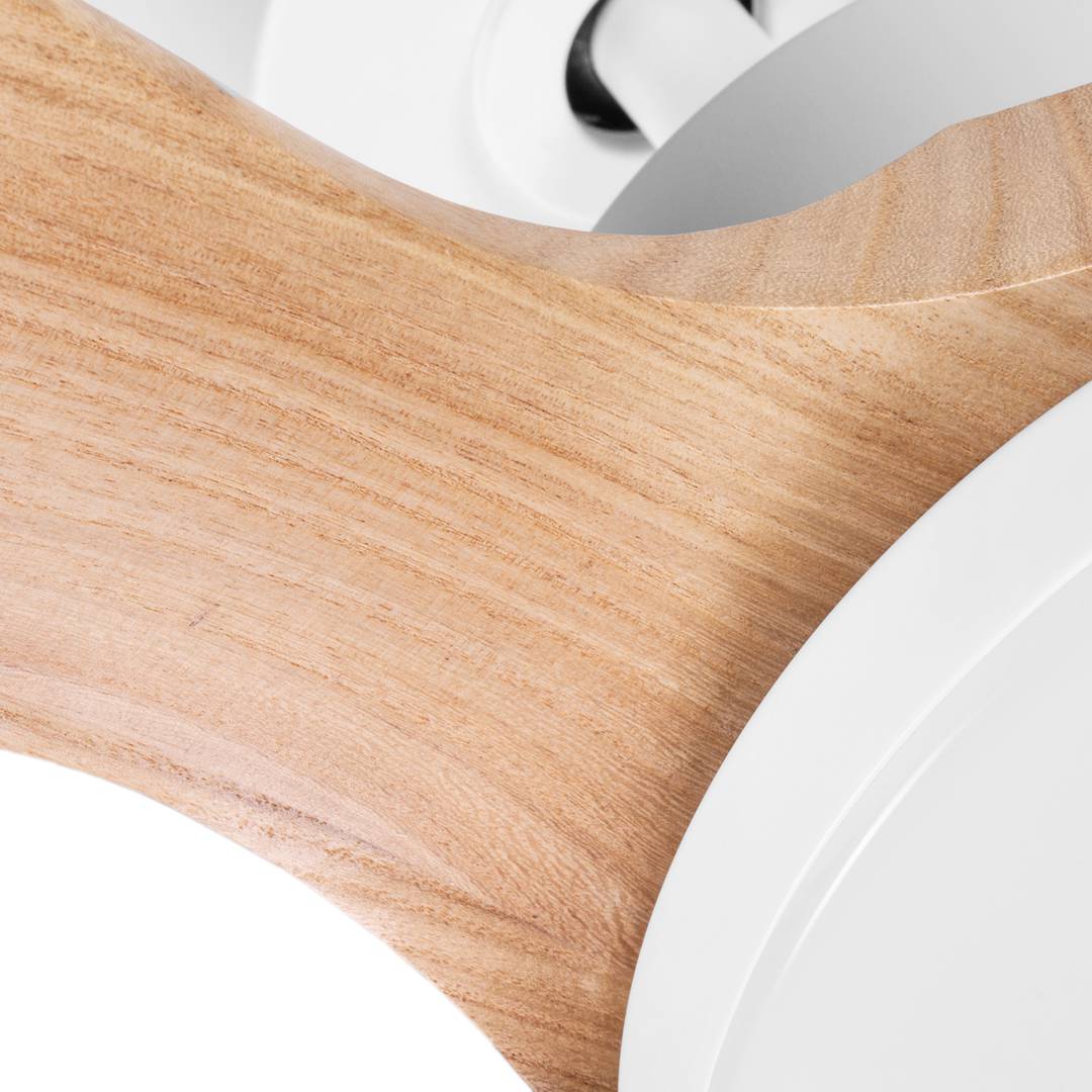 Ventilateur de plafond à pales claires et couleur bois avec commande, mode été/hiver, 6 vitesses programmables 20W 132 cm
