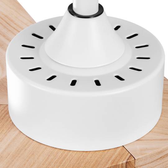 Ventilateur de plafond à pales claires et couleur bois avec commande, mode été/hiver, 6 vitesses programmables 20W 132 cm