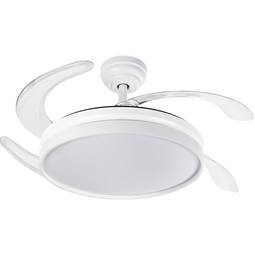 Ventilador de techo con aspas retráctiles mando a distancia, luz led 6 velocidades modo verano/invierno, 35W 107cm color blanco