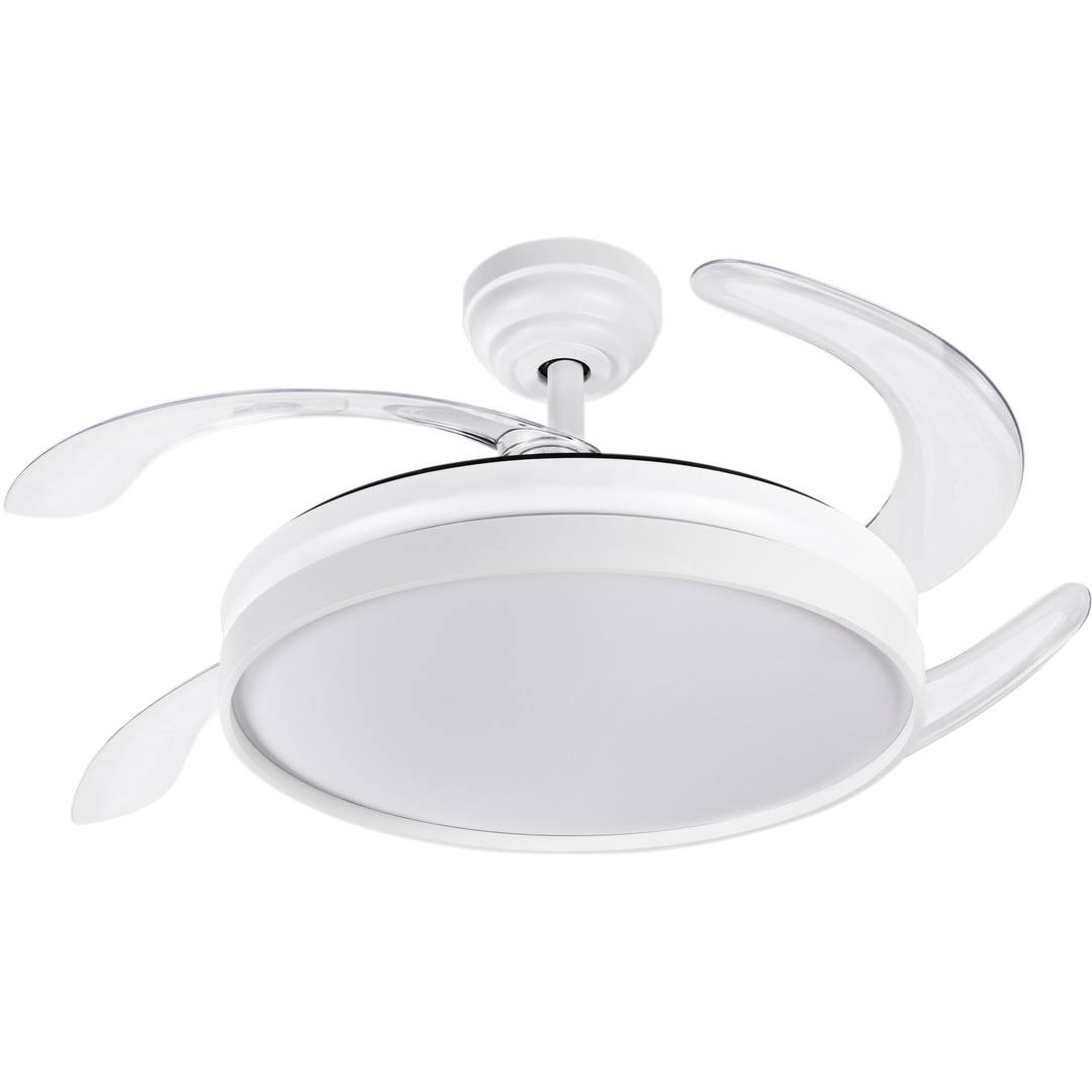 Ventilador de teto com controle remoto de lâminas retráteis, luz LED 6 velocidades modo verão/inverno, 35W 107cm cor branca