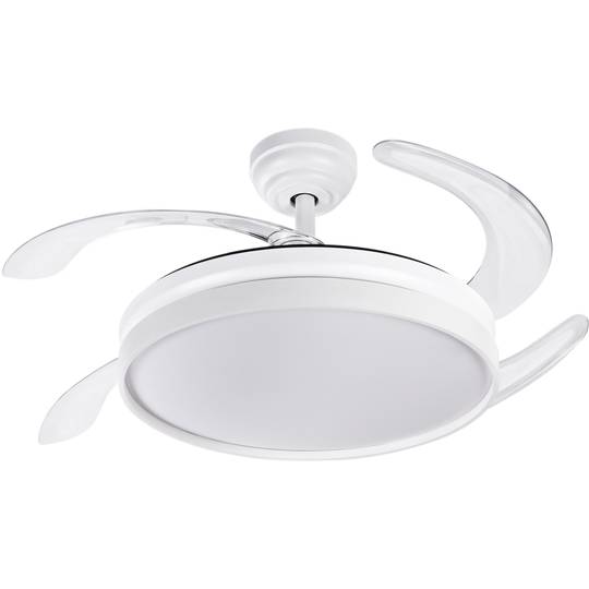 Ventilador de teto com controle remoto de lâminas retráteis, luz LED 6 velocidades modo verão/inverno, 35W 107cm cor branca
