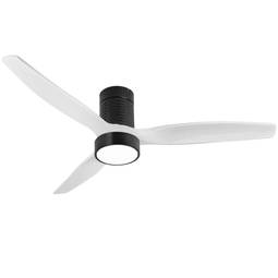 Ventilador de techo con luz y aspas color blanco con mando, modo verano/invierno, 6 velocidades programable 30W 132 cm