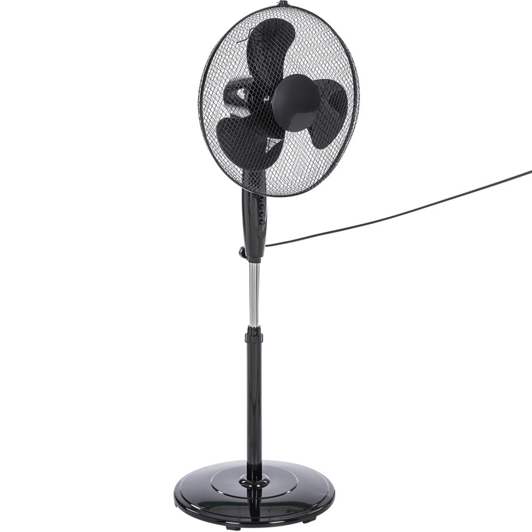 Wentylator stojący oscylacyjny z regulacją wysokości 3 prędkości średnica 40 cm 45 W kolor czarny