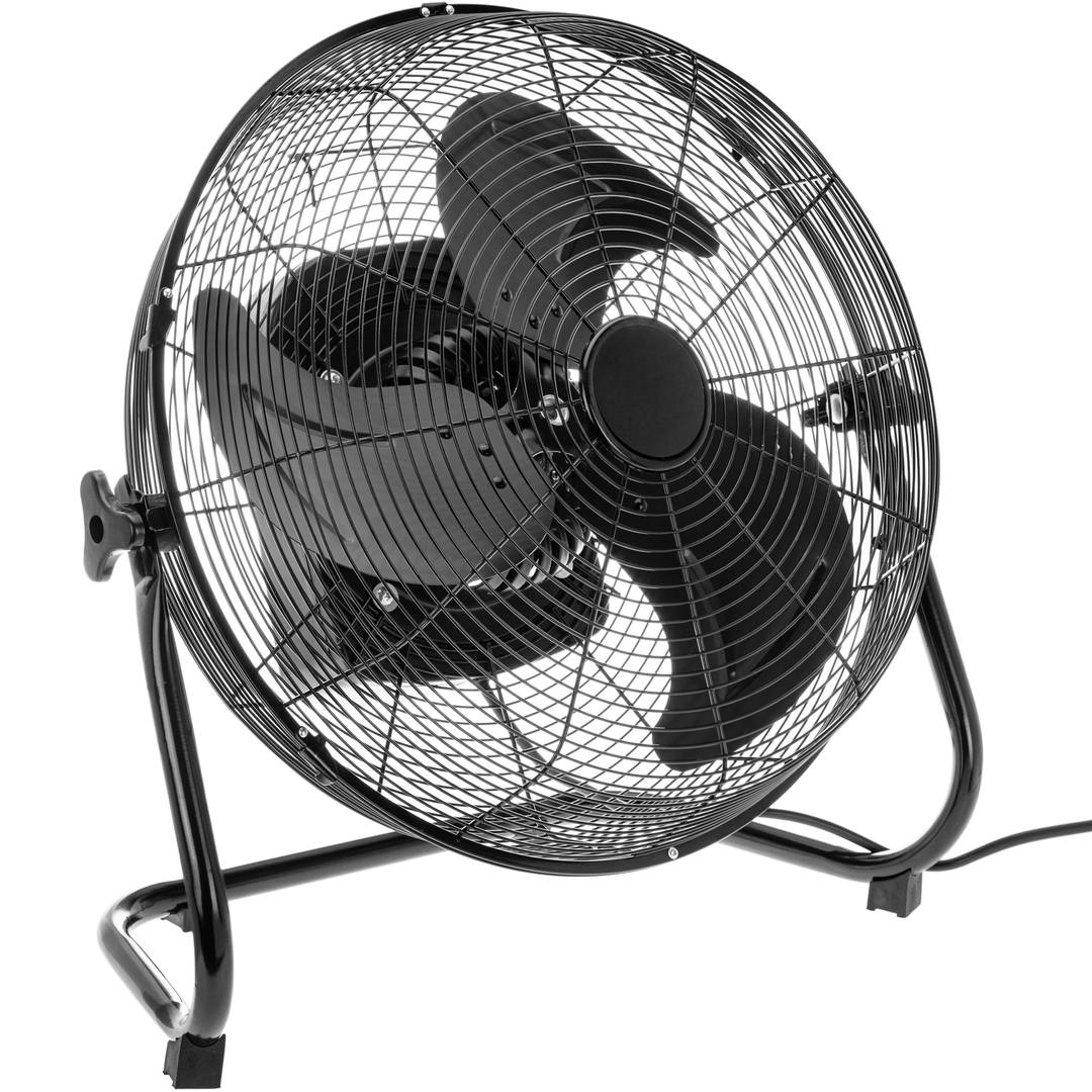 High speed industrial floor fan with timer 3 speeds 40 cm 60W 1860 cm3/h black color