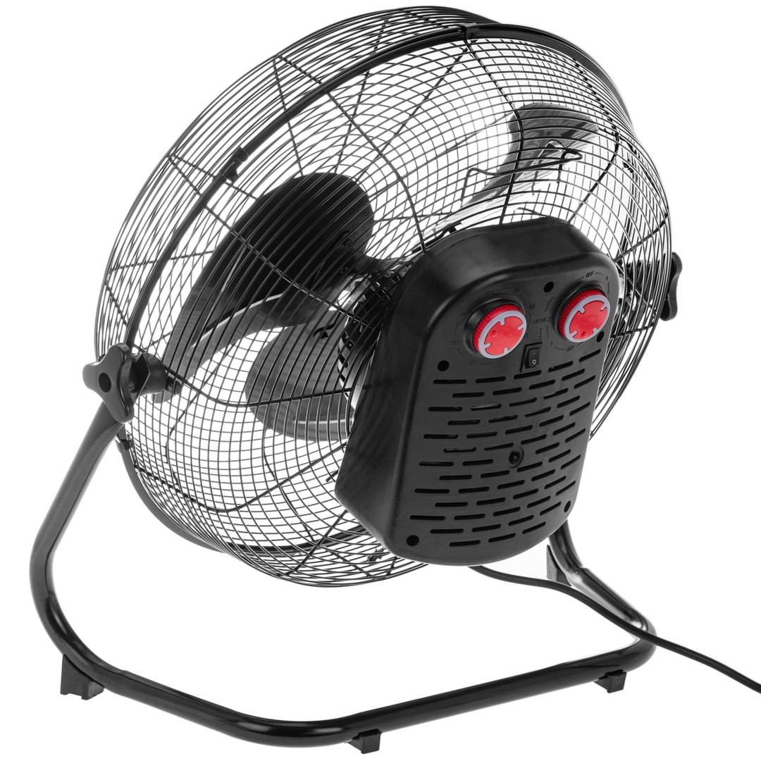 High speed industrial floor fan with timer 3 speeds 40 cm 60W 1860 cm3/h black color