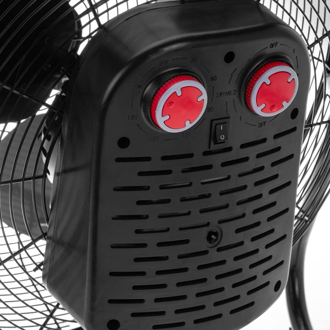 High speed industrial floor fan with timer 3 speeds 40 cm 60W 1860 cm3/h black color