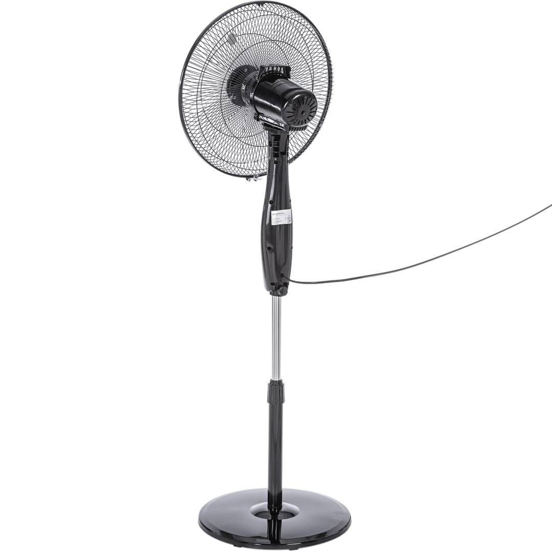 Ventilatore oscillante da pavimento con telecomando regolabile in altezza 3 velocità diametro 40 cm 60 W colore nero