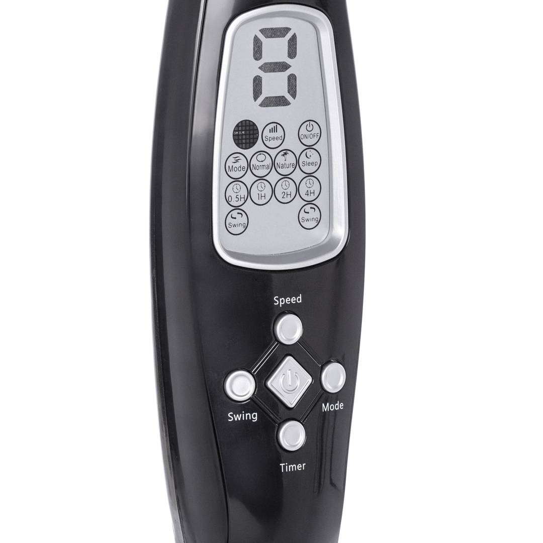 Ventilatore oscillante da pavimento con telecomando regolabile in altezza 3 velocità diametro 40 cm 60 W colore nero