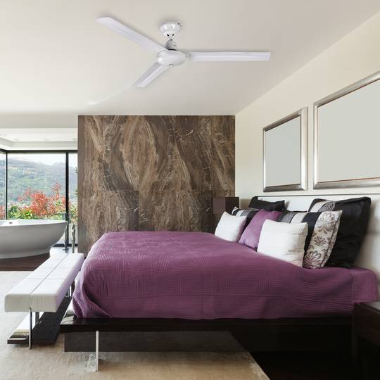 Biały wentylator sufitowy z 5-stopniową regulacją prędkości 60 W model przemysłowy z funkcją zima-lato