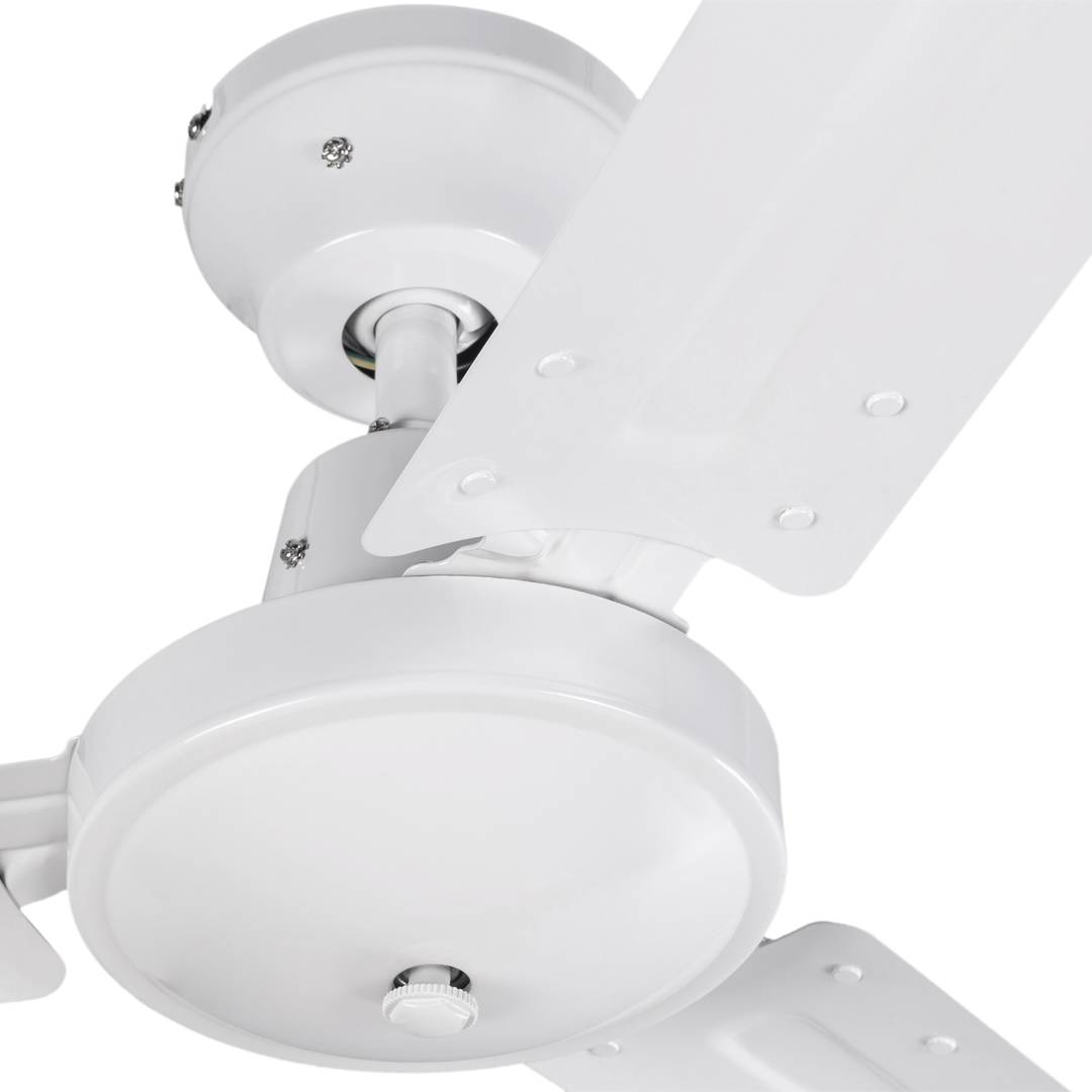 Biały wentylator sufitowy z 5-stopniową regulacją prędkości 60 W model przemysłowy z funkcją zima-lato