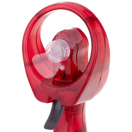Ventilador de mano portátil a pilas con pulverizador y depósito de agua