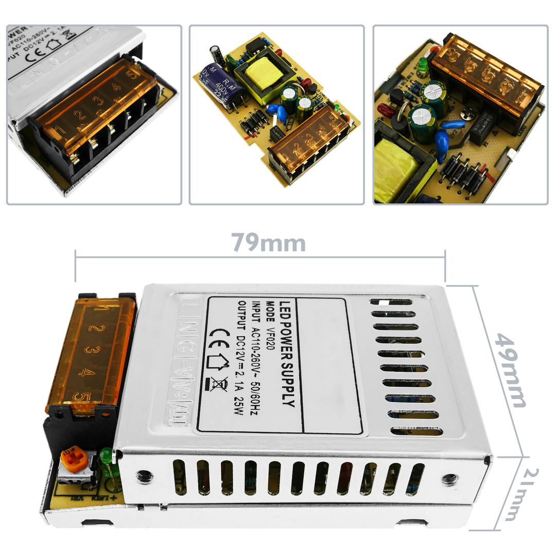 Source d'alimentation industrielle 12VDC 2.1A