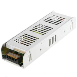 Alimentazione. Trasformatore elettrico industriale 12VDC 16.7A. Dimensioni 68 x 222 x 40 mm