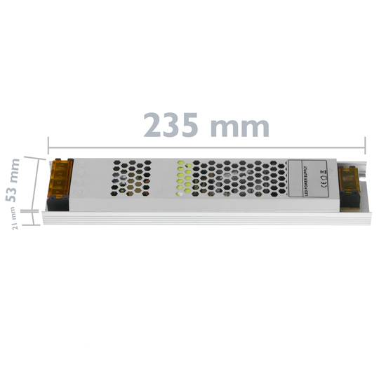 Fonte de alimentação industrial chã 12VDC 12.5A. Tamanho 53 x 235 x 21 mm