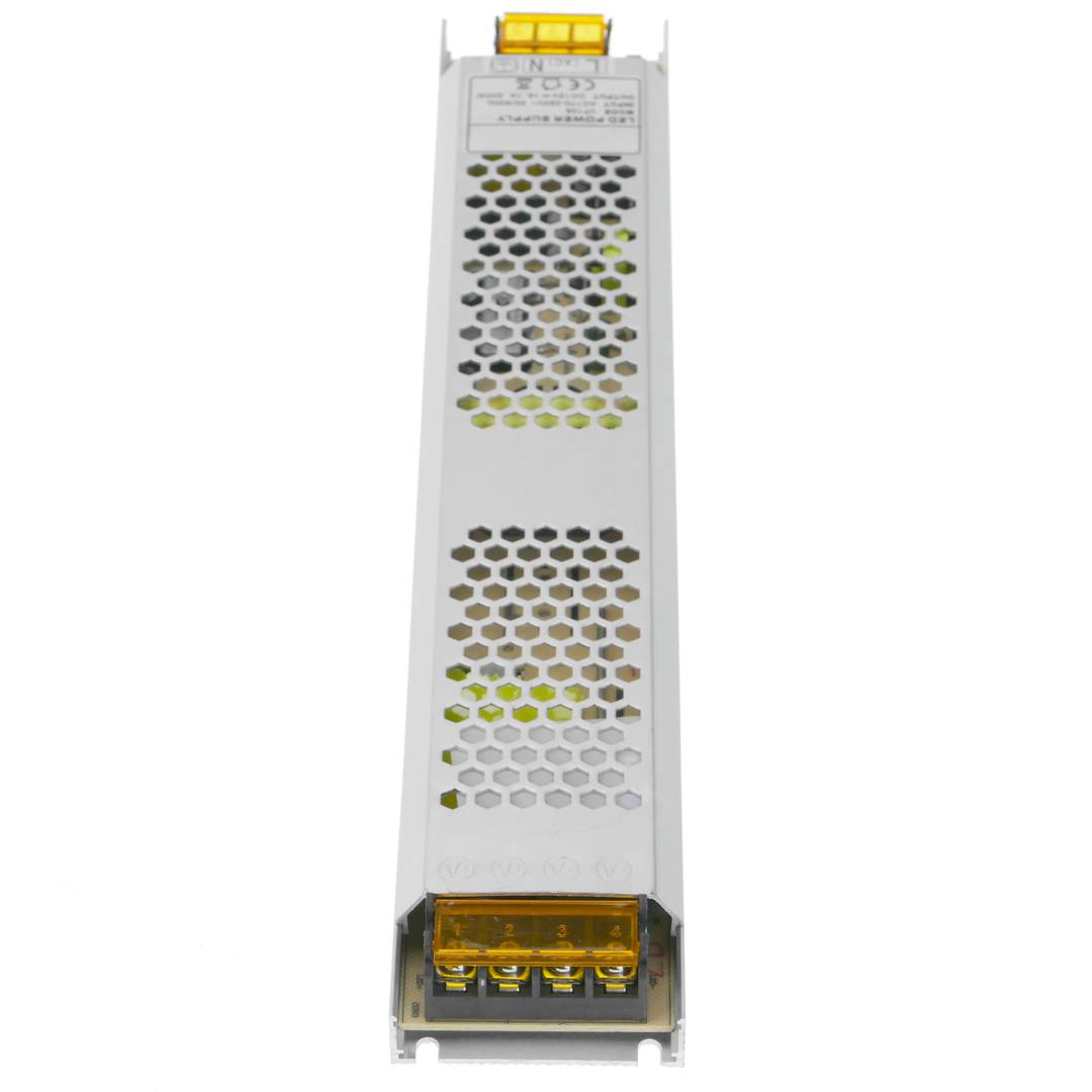 Fonte de alimentação de superfície plana. Transformador elétrico industrial de 12VDC 16.7A. Tamanho 53 x 308 x 21 mm