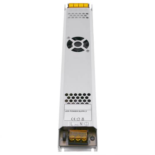 Alimentatore industriale piano 12VDC 25A. Dimensioni 53 x 308 x 21 mm