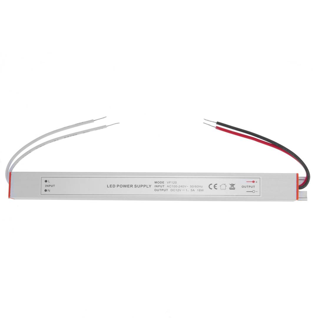 Fonte de alimentação industrial para LED 12VDC 1.5A. Tamanho 18 x 208 x 15 mm