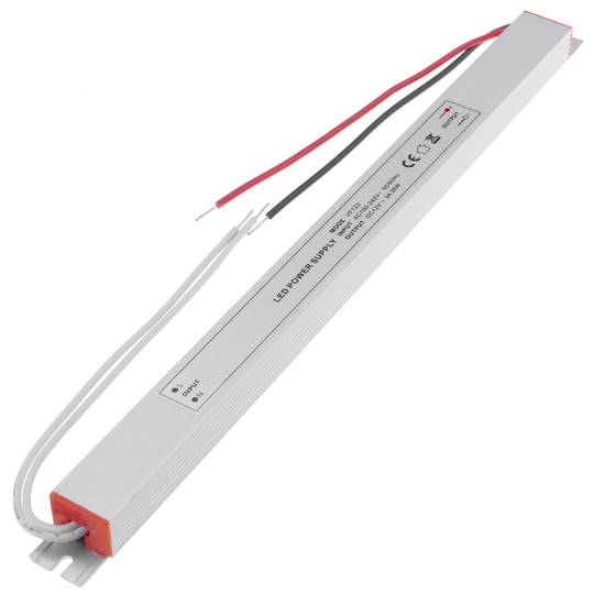 Fonte de alimentação industrial para LED 12VDC 3A. Tamanho 18 x 270 x 15 mm