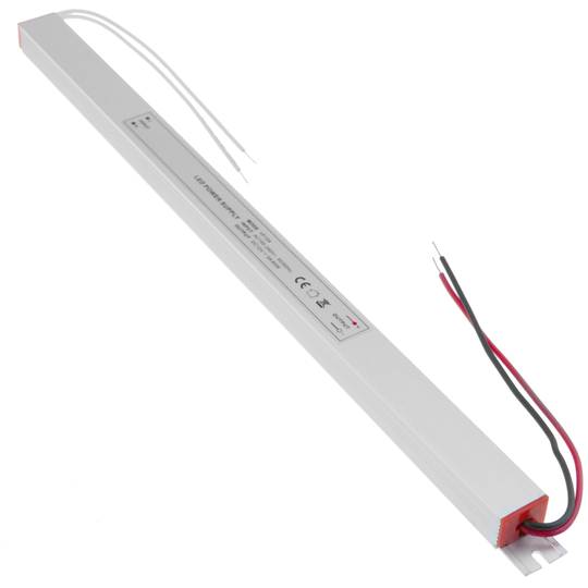 Industriële stroomvoorziening voor LED. 12VDC 5A. Grootte 18 x 352 x 15 mm