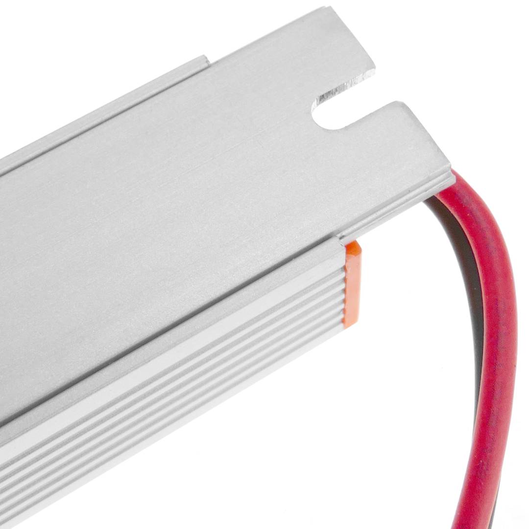 Flat LED power supply for surface. 12VDC 5A industrial electrical converter. Size 18 x 352 x 15 mm