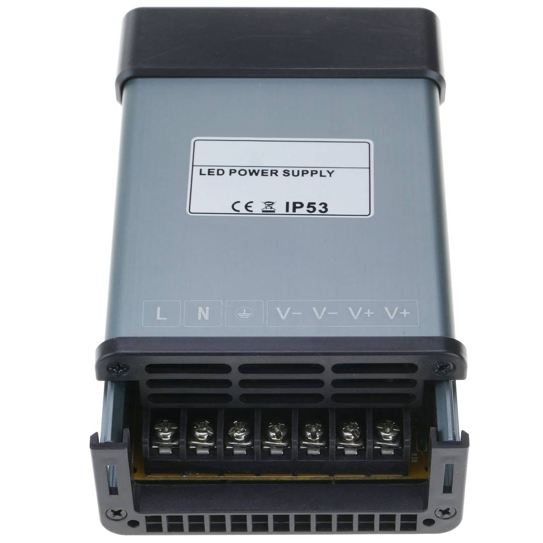 Alimentation électrique à surface plane. Transformateur électrique industriel 12VDC 20.8A. Mesures 95 x 173 x 50 mm IP53