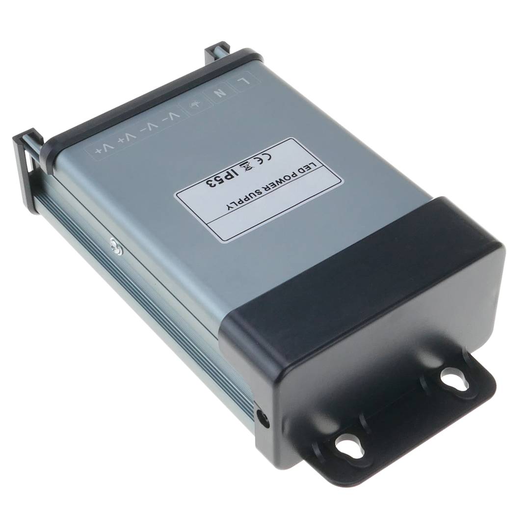 Alimentation électrique à surface plane. Transformateur électrique industriel 12VDC 20.8A. Mesures 95 x 173 x 50 mm IP53