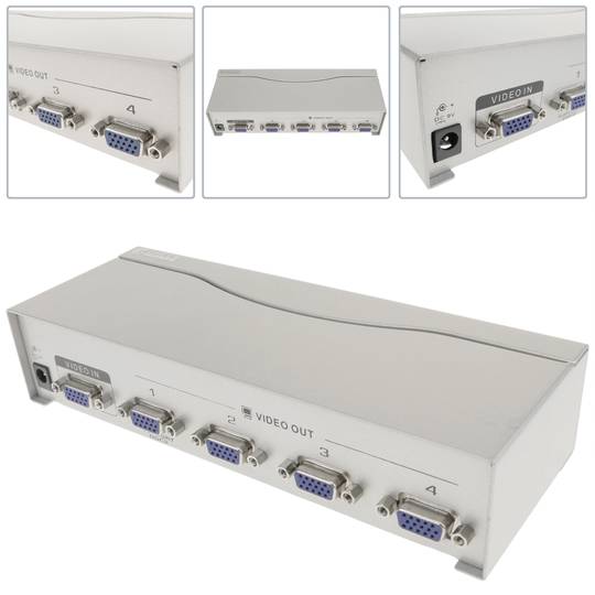 VGA 150 MHz 4-portowy żeński multiplikator wideo DDC2 HD15