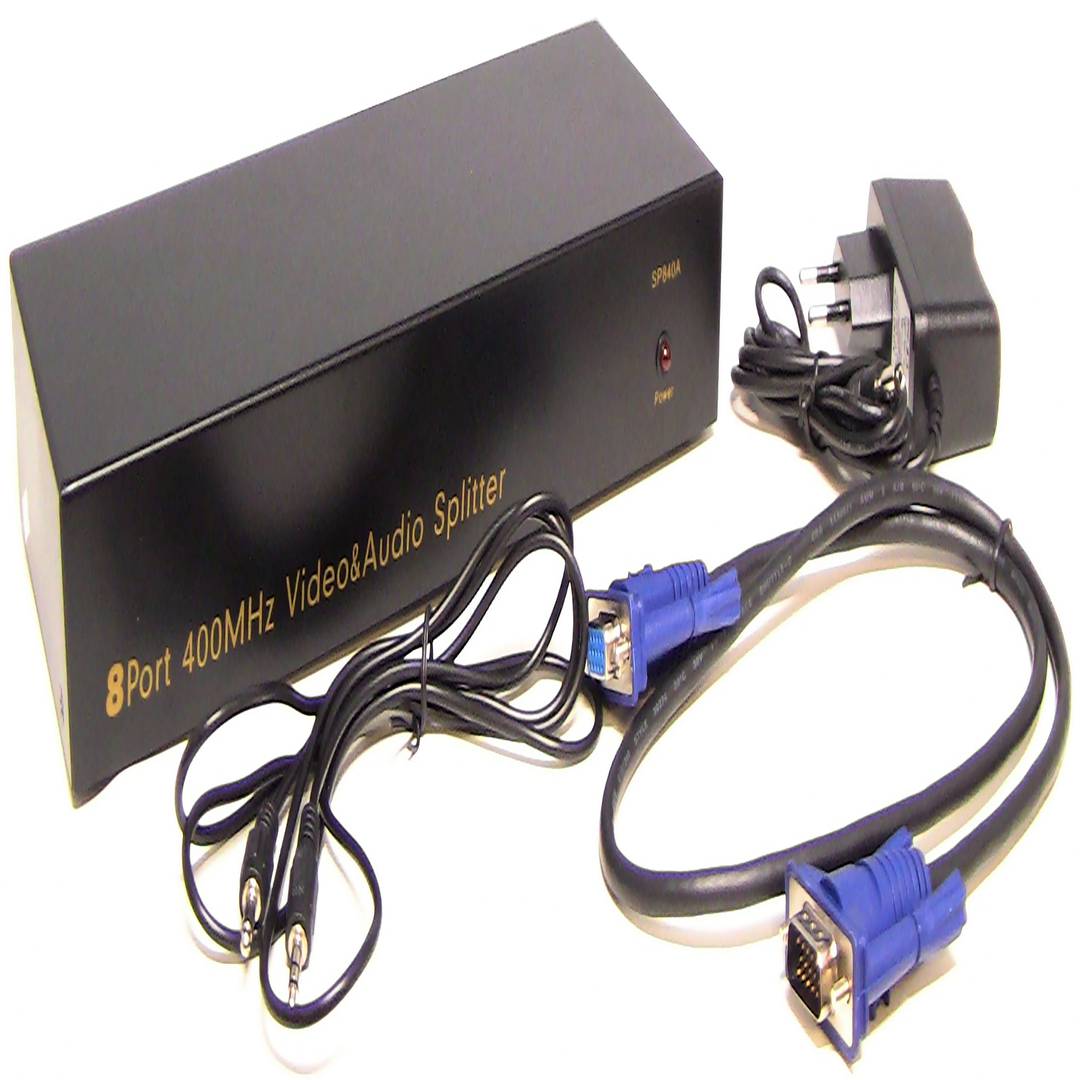 Multiplicador vídeo VGA 400Mhz de 8 puertos con audio