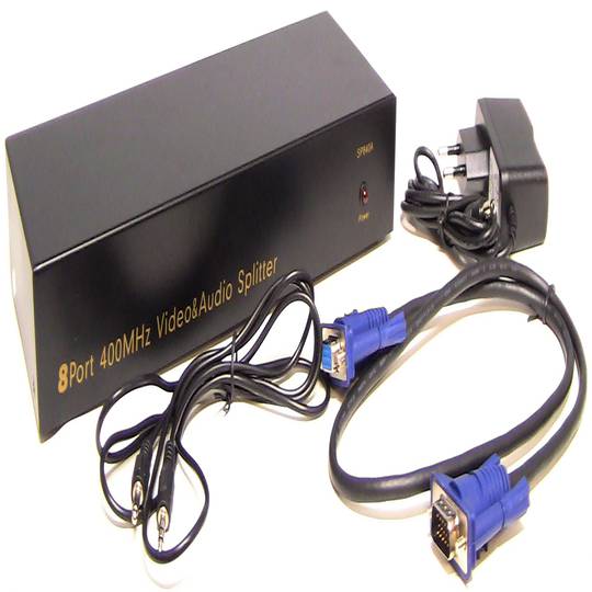 Multiplicador vídeo VGA 400Mhz de 8 puertos con audio