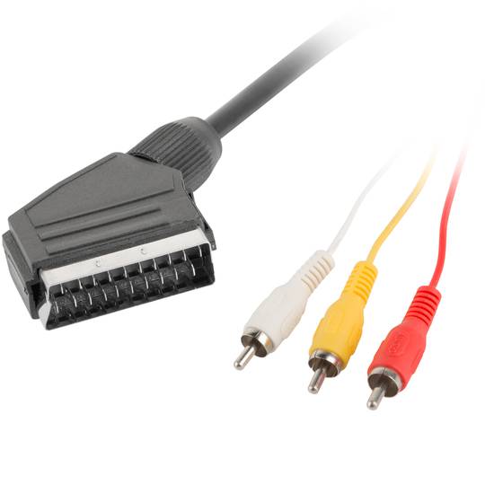 Lanberg male SCART cable to 3 RCA male connectors 1.8 m black CA-EURC-10CC-0018-BK