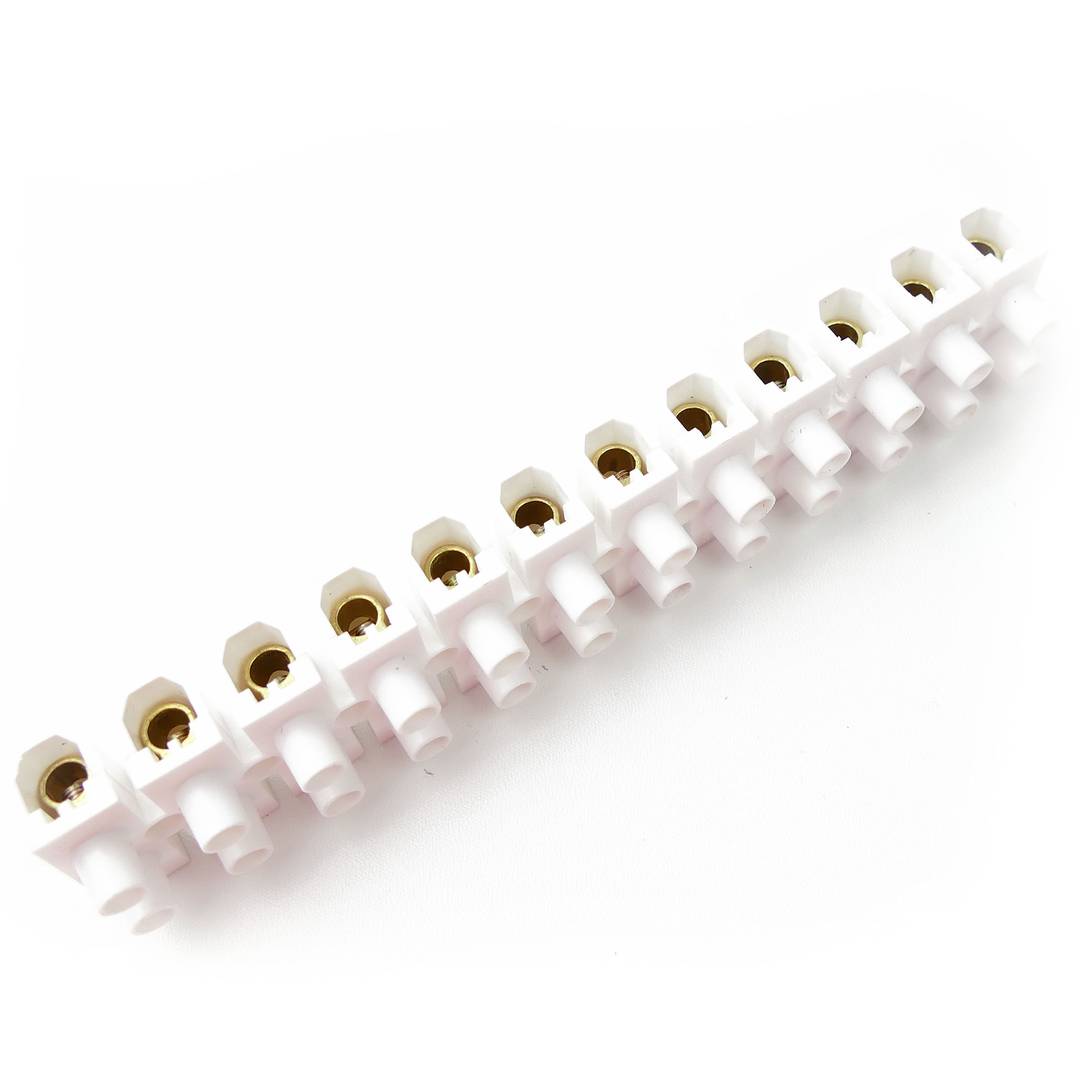 Regleta de conexión de cables eléctricos de sección 6mm blanca - Cablematic
