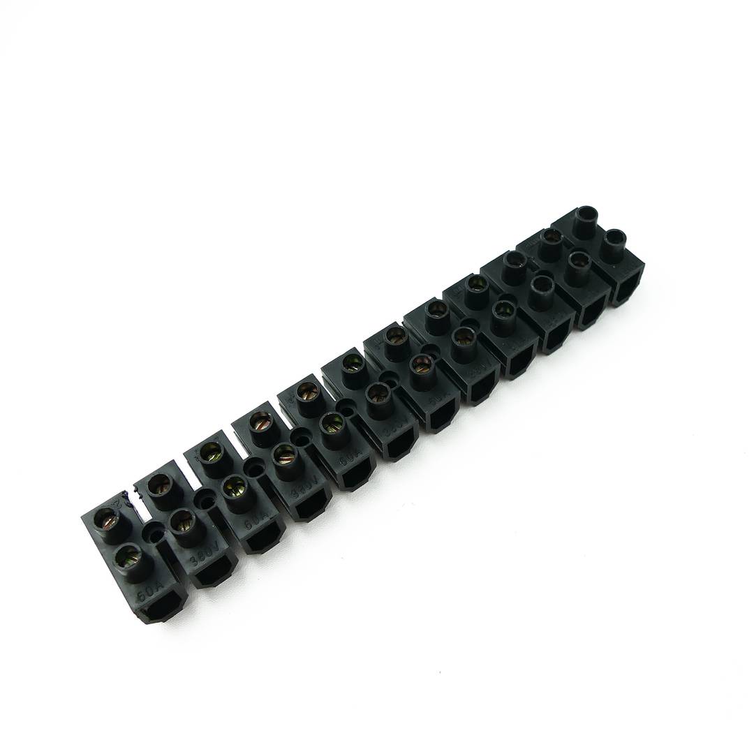 Terminal strip of 10mm electrical cable section black