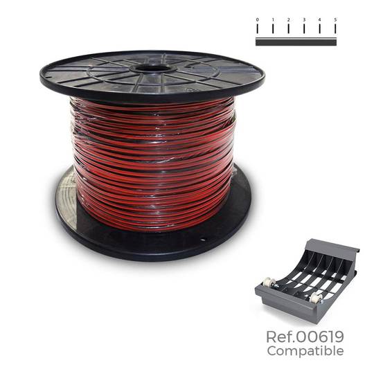 Bobina de cable paralelo plano para audio de 2x0.75mm de 1000m color rojo y negro