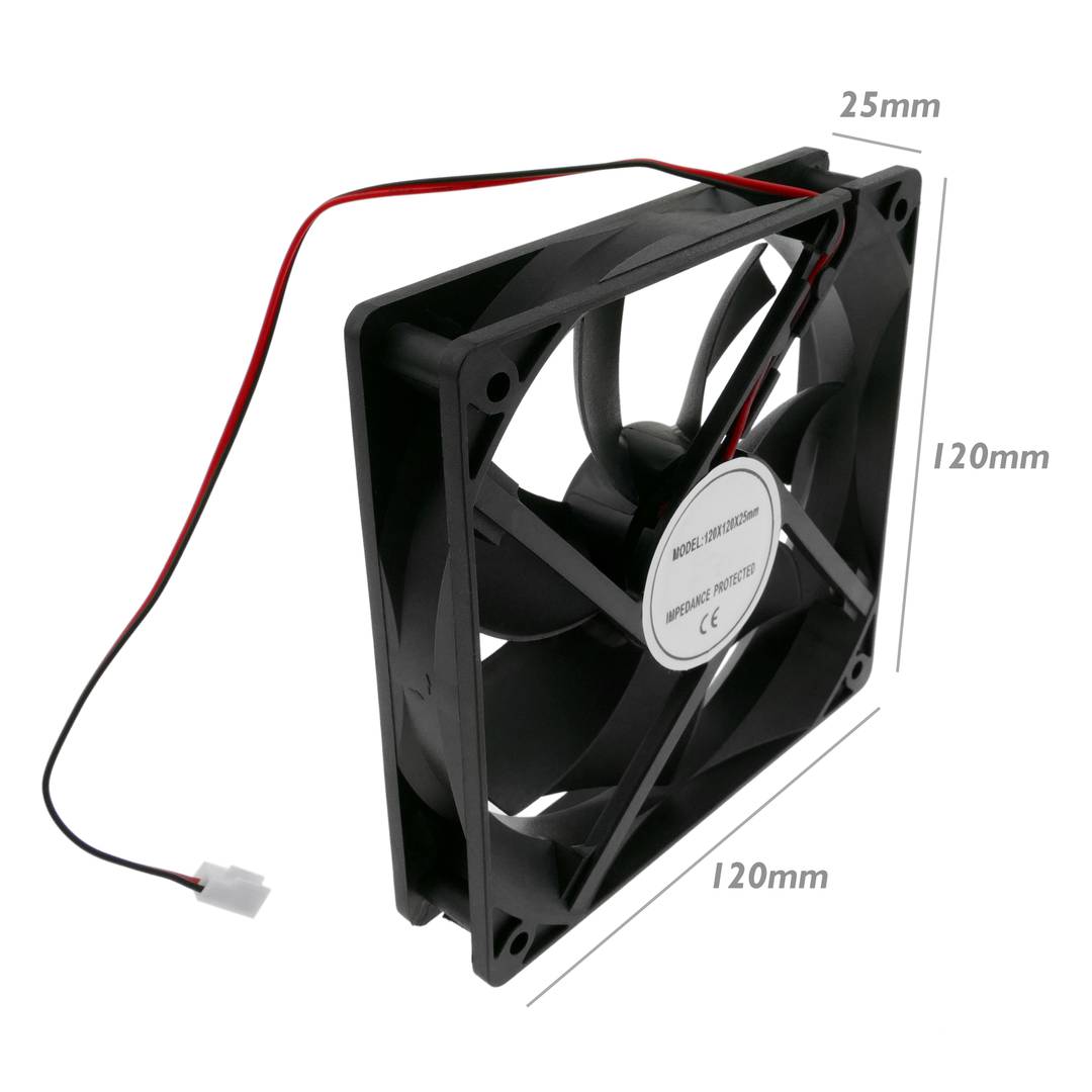 Case fan 120x120x25 mm for 12 VDC for computer and chassis with ball bearing