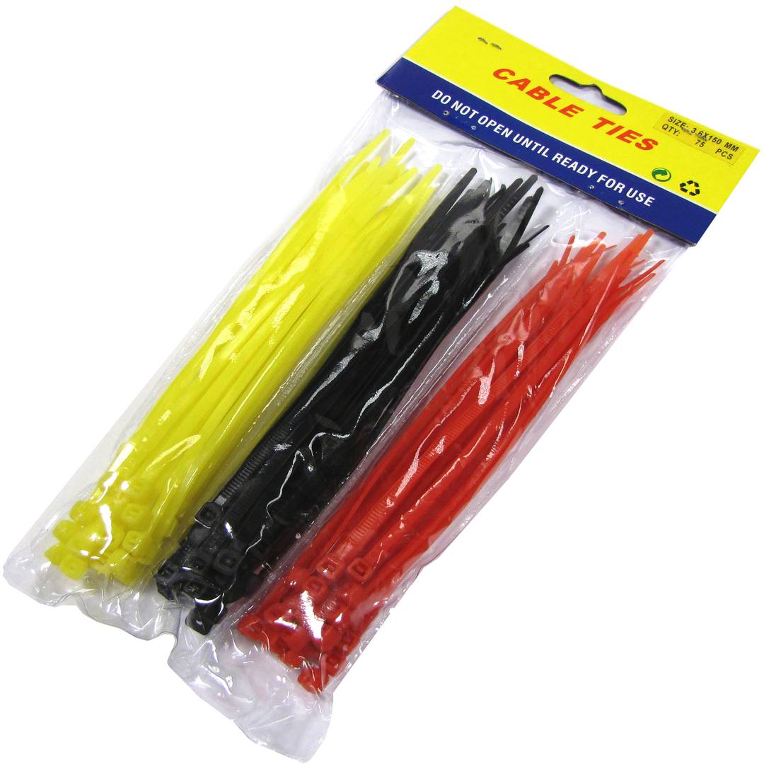 Nylon flenzen van verschillende kleuren in blister van 75 eenheden